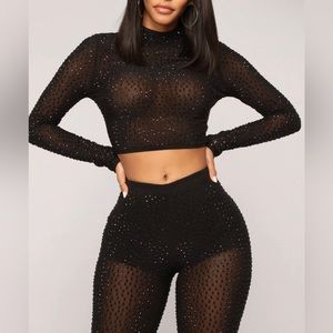 Cute Rhinestone Set - Black (S)